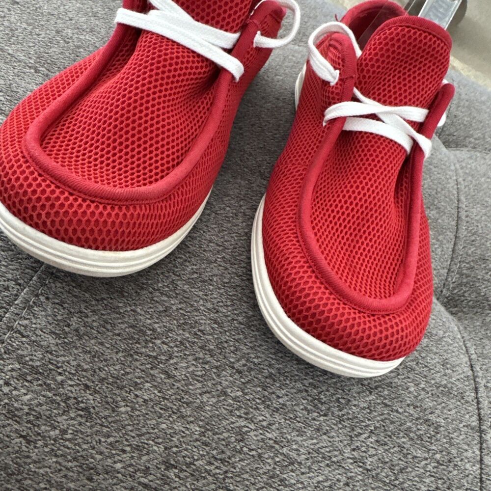 Diesel Sneakers Red Mesh Low Top Lace-Ups Logo Rubber Bottom With Map Size 7.5 - Picture 6 of 16